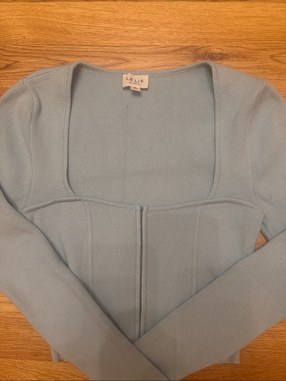 Le Lis Pale Blue Ribbed Top - Picture 2 of 2